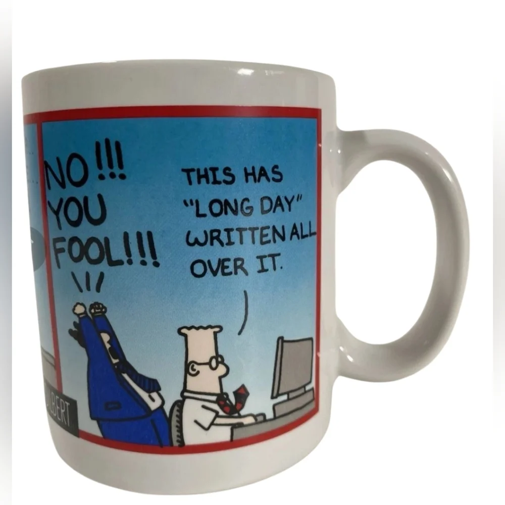 Vintage 1995 Dilbert Coffee Mug Cup Funny Humor Scott Adams Oz - Picture 2 of 6
